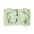 Soft nylon baby headband with a large light green ribbed bow on a white background - Mint Green (520-108)