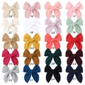 Grid view of 20 colors vintage fabric bow hair clips in cotton linen texture - Mixed Colors (20 Mix Colors 1 Bag)
