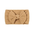 Ginger yellow knitted nylon baby headband with large bow and cable knit texture - Ginger Yellow (6)