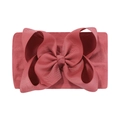 Soft nylon baby headband with large ribbed bow in dusty rose pink color - Dusty Red (141-080)