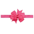 Hot pink baby headband with elastic knit band and large grosgrain ribbon bow - Rose Pink (14)