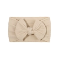 Soft nylon baby headband with wide knit bow in elegant beige for newborn girls - Off-white(1)