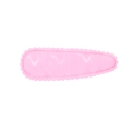 Dettaglio del fermaglio per capelli in tessuto rosa con motivo a luna e bordi ondulati - Motivo Mezza Luna (1)