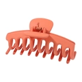 Close-up of coral orange matte hair claw clip with strong metal spring for thick hair - Coral Orange