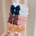 Set of 10 girl's grosgrain ribbon swallowtail bow hair clips in 5 assorted colors - 10-Piece Dark Tones Set (10AQ)
