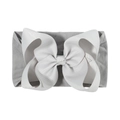 Soft nylon baby headband with a large silver-grey ribbed bow and wide elastic band - Medium Gray (007-039)