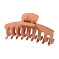 Detail of a large matte orange-red hair claw clip with a strong metal spring structure - Orange Red