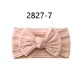Soft pink ribbed nylon baby headband with a large textured bow for infants - Light Pink (7)