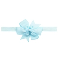 Light blue grosgrain ribbon bow headband with wide soft elastic band for infants - Light Blue (17)