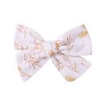 Floral bow hair clips with golden wheat patterns on white fabric for girls' ponytails - Golden Wheat Ear