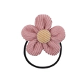 Pink corduroy flower hair tie with high elastic black band for kids and students - Rose Pink Corduroy (14)