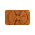 Ginger yellow nylon baby headband with large jacquard bow and soft knitted rib texture - Ginger Yellow (10)