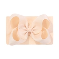 Soft nylon baby headband with a large ribbed bow in light apricot color for infants - Light Apricot (112-022)