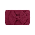 Soft nylon baby headband with a large jacquard bow in elegant wine red color - Dark Red (11)