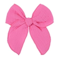 Detailed texture of a large fuchsia pink cotton fabric bow hair clip accessory - Rose Red (35)