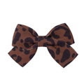 Classic leopard print bow hair clip in brown ribbed fabric for girls hair styling - Dark Brown Leopard Style (7)