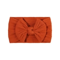 Burnt orange nylon headband for baby girls with large cable knit jacquard bow - Caramel (12)