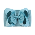 Elastic nylon baby headband with a dusty blue jacquard bow in a soft, ribbed fabric - Gray Blue (331-062)