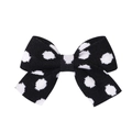 Vintage black fabric hair clip with white polka dot pattern for women and girls - Black Base White Polka Dot Style (8)
