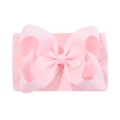 Pink oversized grosgrain ribbon bow headband with soft elastic nylon band for infants - Light Pink (115-091)