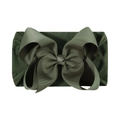 Soft nylon baby headband with large dark green ribbed bow on a white background - Deep Green (569-031)