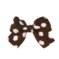 Classic brown polka dot fabric bow hair clip with textured milk pattern finish - Brown Base White Polka Dot Style (10)