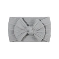 Grey knitted nylon headband for baby girls with soft ribbed texture and large bow detail - Grey (14)