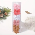 Set of 10 fabric bow hair clips for girls in pink, white, and yellow on display card - 10-Piece Warm Morandi Set (10E)