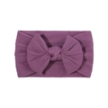 Soft ribbed nylon headband for baby girls with a large dark purple knit bow - Dark Purple (18)