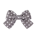 Grey fabric hair clip with white polka dots featuring a classic bowknot design - Grey Base White Polka Dot Style (14)