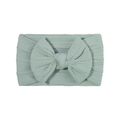 Soft mint green nylon knit baby headband featuring a large jacquard texture bow - Mint Green (26)