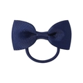 Solid navy blue bow hair tie made of ribbed grosgrain ribbon for girls and children - Navy Blue Bow Style (1)