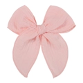 Pink muslin cotton bow hair clip with handcrafted texture for elegant styling - Pink (13)