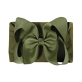 Bandeau élastique en nylon vert olive avec un grand nœud en ruban gros-grain pour bébé - Vert Olive (227-563-087)