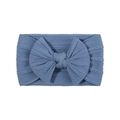 Blue soft nylon cable knit headband with wide jacquard bow for baby girls - Blue(16)