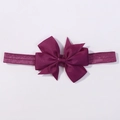 Soft elastic infant headband with a multi-layered ribbed ribbon bow in magenta color - Deep Magenta (275)