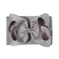 Vue détaillée du bandeau en nylon gris avec nœud en tissu côtelé pour bébés - Gris (227-012-039)