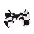 Classic black and white checkered bow hair clip made of textured woven fabric - Black White Checkerboard Style (19)