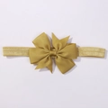 Golden grosset ribbon bow headband with elastic glitter band for babies and infants - Gold (687)