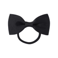 Solid black ribbed grosgrain ribbon bow hair tie with high-elastic rubber band for girls - Black Bow Style (4)