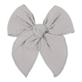 Grey textured cotton oversized bow hair clip with fine edge stitching for a vintage look - Gray (24)