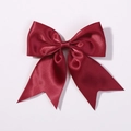 Burgundy satin bow hair clip with glossy silk texture and butterfly knot design - Burgundy
