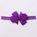 Soft elastic infant headband featuring a purple grosgrain ribbon bow decoration - Purple (467)