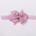 Pink grosgrain ribbon bow headband with soft elastic strap for infants and toddlers - Pink (158)