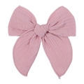 Classic large dusty pink bow hair clip made of textured muslin fabric for girls - Dusty Rose (28)
