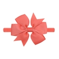 Dettaglio della fascia con fiocco in gros-grain corallo e morbido nylon neonato - Rosa Corallo (15)