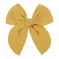 Ginger yellow bow hair clip in cotton linen fabric with a minimalist rustic design - Ginger (30)