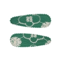 Barrettes BB en tissu brodé floral vert vintage, ensemble de deux pièces pour filles - Style Broderie Vert Vintage (6)