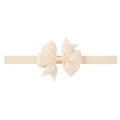 Elastic baby headband with beige grosgrain ribbon bow featuring swallowtail design - Beige (815)