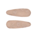 Floral embroidered fabric BB hair clips for girls in beige cream color finish - Light Beige Floral Style (1)